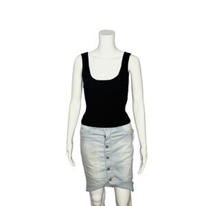 NWT Zara Black Ribbed cropped Tank Top Size L
